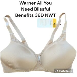 Warners All You Need Blissful Benefits Bra 36D NWT RM9051E 212